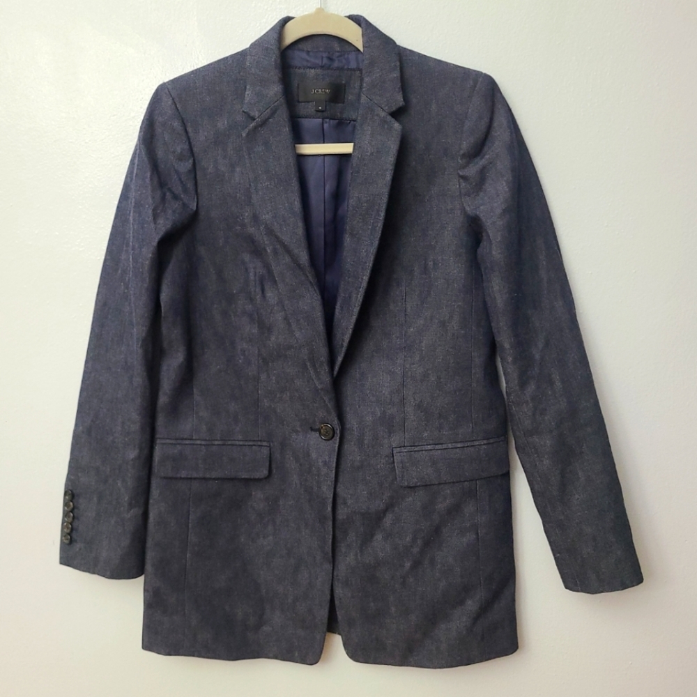 J crew women jacket Blazer Size 4 career business long sleeve wool blend